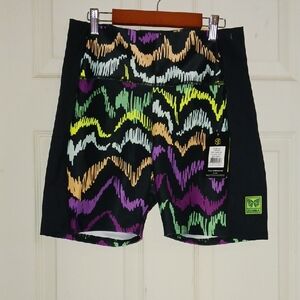 Zumba Fitness Multicolor Wave Pattern Board Shorts